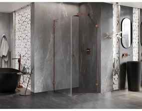 Mexen Lunar-B L výklopný sprchový kút pravý 80 x 80 cm, číre sklo, ružové zlato, 832L-080-080-60-00-P