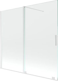 Mexen Velar, 2-krídlová posuvná vaňová zástena 170 x 150 cm, 8mm číre sklo, biely profil, 896-170-000-01-20