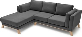 Tmavosivá trojmiestna pohovka s leňoškou Bobochic Paris Seattle, ľavý roh