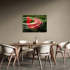 Abstraktný sklenený obraz - kvety vo vlnách (70x50 cm)