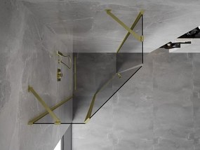 Mexen Mist, päťuholníkový sprchový kút výklopný 100 x 100 cm, číre sklo, zlatý matný profil, 8A8-100-100-55-00