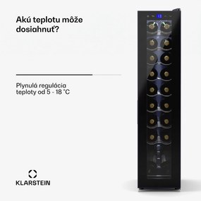 Klarstein Shiraz 18 Slim Uno, chladnička na víno, 18 fliaš, 5 - 18 °C, dotykové ovládanie