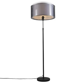 Stojaca lampa čierna s čiernym/bielym tienidlom 47 cm nastaviteľná - Parte