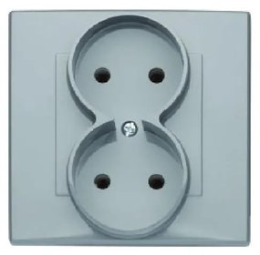 Dvojitá zásuvka bez uzemnenia popolavý GP-2L.P