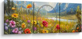 Obraz - Maľovaná krajina (s hodinami) (90x30 cm)