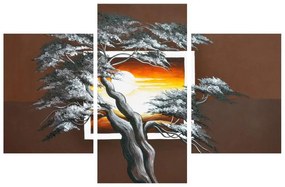 Moderný obraz stromu a východu slnka (90x60 cm)