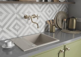 Kuchinox Rab, 1-komorový granitový drez 560x440x175 mm s odkvapkávačom, béžová, LAV-SBF_413Y