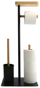MSV Stojan na toaletný papier so štetkou a držiakom Teiki 20 x 30 x 67 cm, čierna