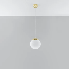 Závesné svietidlo Ugo, 1x biele sklenené tienidlo, (fi 20 cm), g