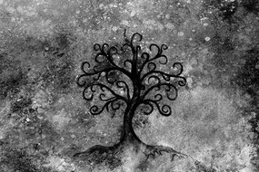 Tapeta čiernobiely strom života - 150x100