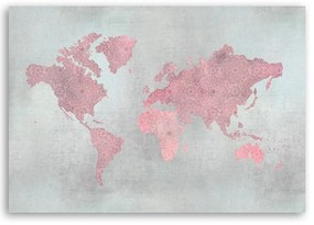 Gario Obraz na plátne Ružová mapa kontinentov - Andrea Haase Rozmery: 60 x 40 cm