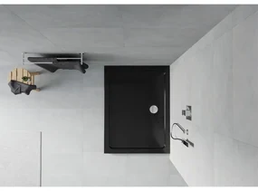 Mexen Slim, obdĺžniková sprchová vanička 110x100x5cm + chrómový sifón, čierna, 40701011