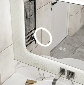 Erga Myra, LED zrkadlo 70x50 cm s kozmetickým zrkadlom 3x zväčšenie, 2662 lm, 3 farby svetla, zadné osvetlenie, ERG-V01-MYRA-7050-00