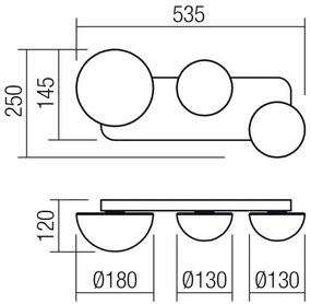 Redo 01-4330 - LED nástenné svietidlo LUMIEN 3xLED/18W/230V 2700/3000K čierne