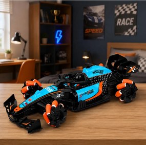 LEAN Toys Diaľkovo ovládané pretekárske auto RC, otočenie o 360°, pohon 4WD, svetlá, dym, mierka 1:10