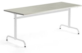 Stôl PLURAL, 1800x700x720 mm, linoleum - šedá, biela