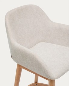 Béžová čalúnená barová stolička s podrúčkami (výška sedadla 66 cm) Konna – Kave Home