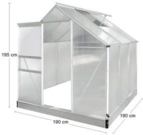 Záhradný skleník Glasshouse 190x190x195 cm - priehľadná