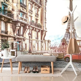Samolepiaca tapeta pohľad na Eiffelovu vežu z ulice Paríža - 450x300