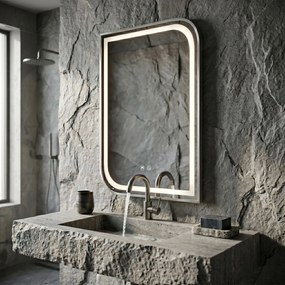 Rea Zone, LED zrkadlo, 50x70 cm, brúsená oceľ, HOM-00305
