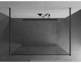 Mexen Kioto, sprchová zástena Walk-In 100 x 200 cm, 8mm číre sklo biely vzor, grafitový profil, 800-100-002-95-85