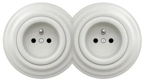 Kliklap - Dvojitá retro zásuvka s rámikom 230 V biela