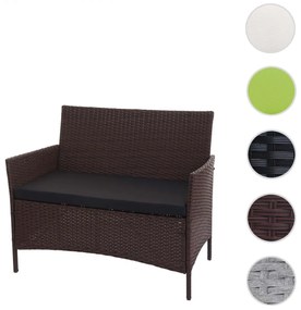 Polyratanová záhradná lavica Halden - melírovaná hnedá, čierny vankúš