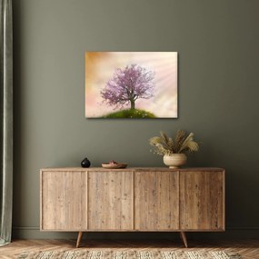 Obraz rozkvitnutého stromu na vrchole kopca (70x50 cm)