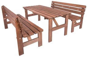 Drevený záhradný stôl‎ MIRIAM 150 CM‎ z borovicového dreva - morený