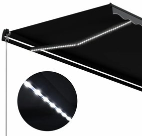 Ručne zaťahovacia markíza s LED svetlom 450x300 cm Dekorhome Antracit