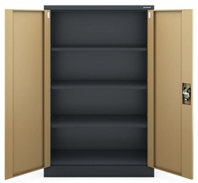 Kovová spisová skriňa KEVIN, 900 x 1400 x 400 mm, Eco Design: antracitová/ orech
