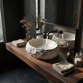 Rea Mika Ivory, umývadlo na dosku 500x380x150 mm, ecru-imitácia kameňa, REA-U7350