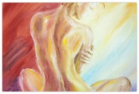 Obraz odpočívajúce ženy, olejomaľba (90x60 cm)