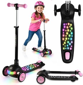 Ricokids Glowi LED balančná Kolobežka pre deti - čierno-ružová