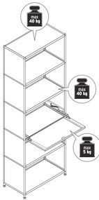 Vysoký kovový regál »CN3« s výklopnou priehradkou, sivý