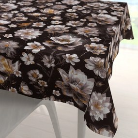 Biante Bavlnený štvorcový obrus Sandra SA-625 Magické lekná na temne hnedom 80x80 cm