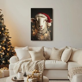 Obraz ovca s vianočnou čiapkou