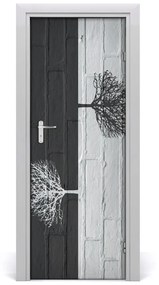 Samolepiace fototapety na dvere Stromy na stene 95x205 cm