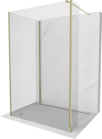 Mexen Kioto, 3-stenová sprchová zástena Walk-In 135 x 90 x 40 cm, 8mm číre sklo, zlatý lesklý profil,800-135-090-221-50-00-040