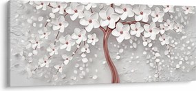 Obraz - Obraz bieleho stromu s kvetinami, rosegold (120x50 cm)