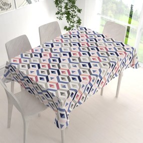 Biante Bavlnený obdĺžnikový obrus Sandra SA-573 Modro-ružovo-sivé kosoštvorce 50x100 cm