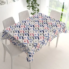 Biante Bavlnený obdĺžnikový obrus Sandra SA-573 Modro-ružovo-sivé kosoštvorce 80x120 cm