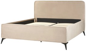 Zamatová posteľ 160 x 200 cm sivobéžová VALOGNES Beliani