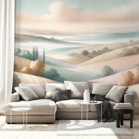 Fototapeta pastelová krajina s jemnými kopčekmi