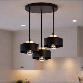Brilagi - Luster na lanku SPRING 3xE27/60W/230V čierna/zlatá