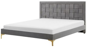 Zamatová posteľ 160 x 200 cm sivá LIMOUX Beliani