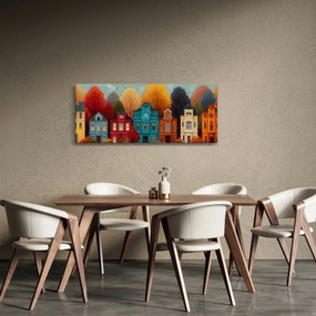 Obraz - Maľované jesenné mesto (120x50 cm)