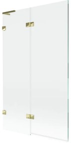 Mexen Lunar L, 2-krídlová vaňová zástena ľavá 110 x 150 cm, číre sklo, zlatá lesklá, 897L-110-100-50-00-L