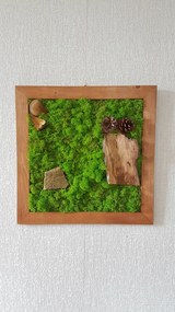 Machový obraz s dekoráciami 40cm x 40cm