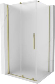 Mexen Velar, sprchový kút s posuvnými dverami 150 x 100 cm, 8mm sklo námraza, zlatá lesklá, 871-150-100-31-50
